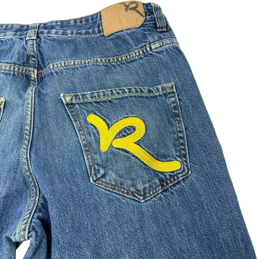 ROCAWEAR Jeans Mens Vintage Relaxed Baggy Button Fly‎ Hip Hop Embroidered 38x31